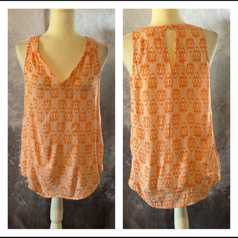 Coral and light pink print tank